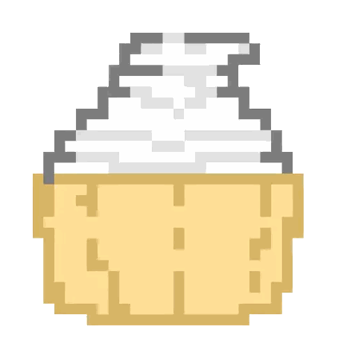 Pixel Art Cupcake with Whipped Cream