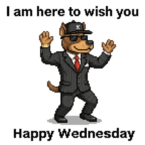 Pixel Art Dog in Suit and Hat Dancing