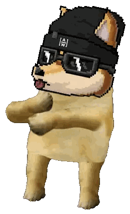 Pixel Art Dog Wearing Sunglasses and Black Hat