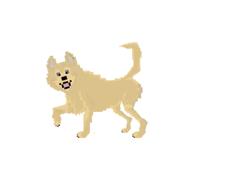 Pixel Art Dog With Pink Tongue