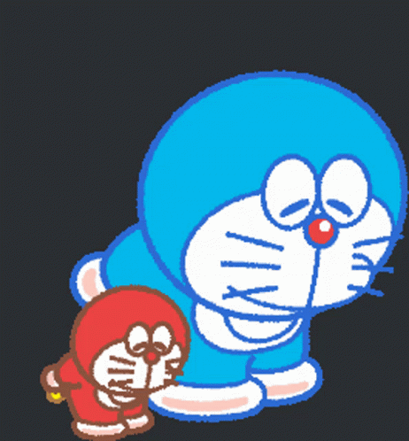 Pixel Art Doraemon And Smaller Doraemon GIF