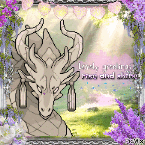 Pixel Art Dragon Lovely Greetings Rise and Shine