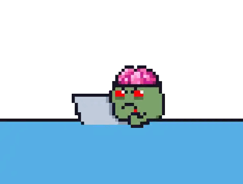 Pixel Art Duck with Pink Brain