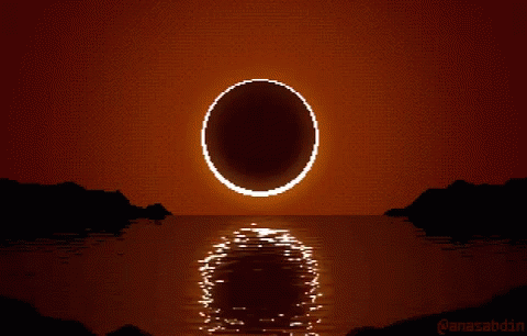 Pixel Art Eclipse Over Ocean by Anasabbdin
