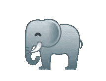 Pixel Art Elephant with Trunk Up