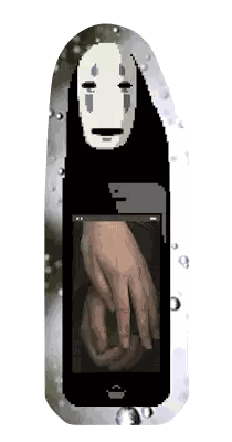 Pixel Art Face Coming Out Phone