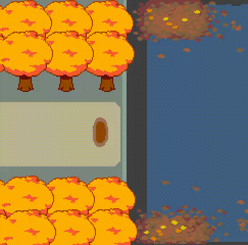 Pixel Art Forest With Trees and Leaves