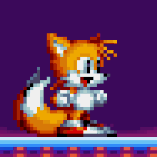 Pixel Art Fox on Blue