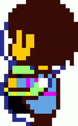 Pixel Art Frisk From Undertale With Crown GIF