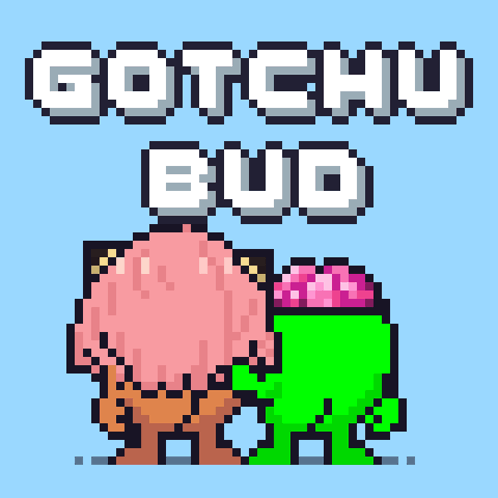 Pixel Art Frog with Brain and Gotchu Bud
