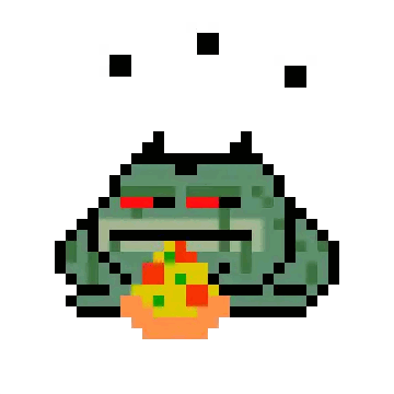 Pixel Art Frog With Pizza in Mouth
