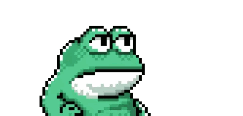 Pixel Art Frog with Rainbow Mouth