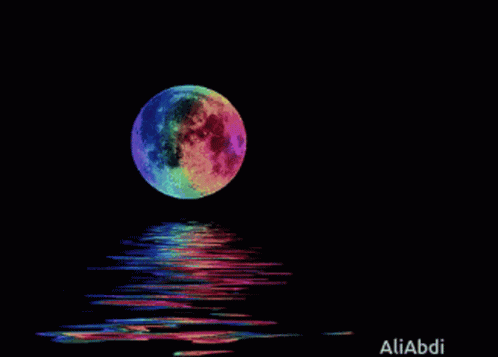 Pixel Art Full Moon Reflected In Water By Aliabdi GIF