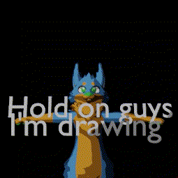 Pixel Art Furry Saying Hold On Guys I'm Drawing