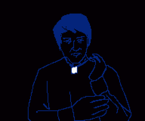 Pixel Art Ghost With Red Hair