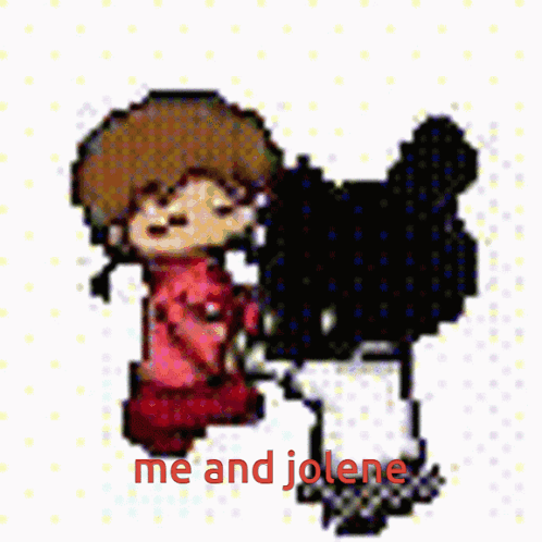 Pixel Art Girl and Black Bear Me and Jolene