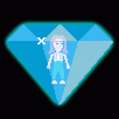 Pixel Art Girl in Blue Diamond
