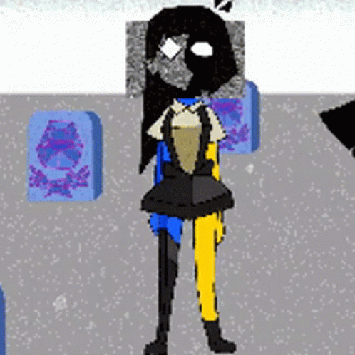 Pixel Art Girl in Yellow and Blue Outfit