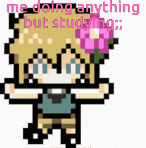 Pixel Art Girl Me Doing Anything But Studying