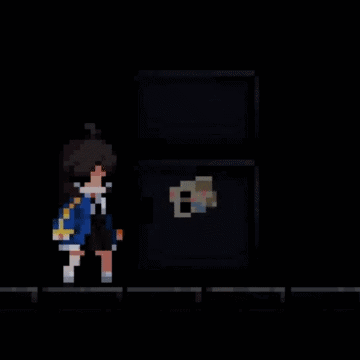 Pixel Art Girl Opening Refrigerator GIF