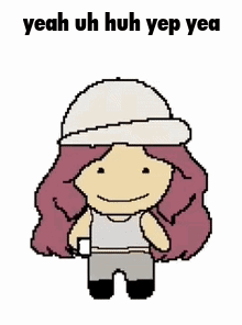 Pixel Art Girl Phone Saying Yeah Uh Huh Yep Yea