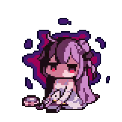 Pixel Art Girl Purple Hair Red Eyes