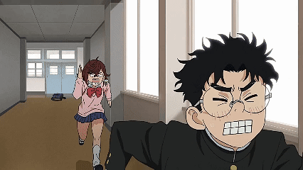 Pixel Art Girl Running Away From Boy With Glasses