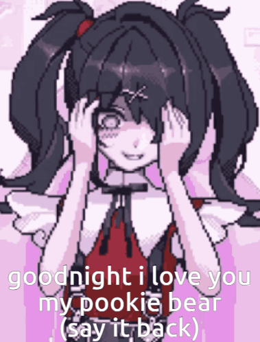 Pixel Art Girl Saying Goodnight I Love You