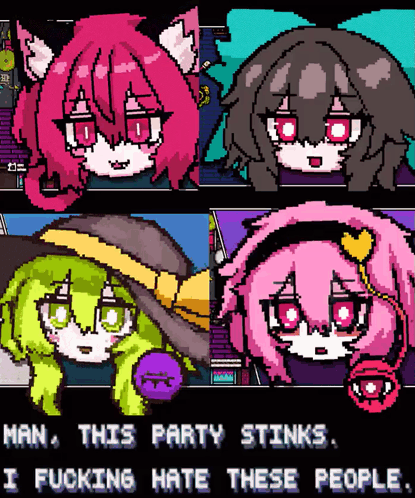 Pixel Art Girl Saying Man This Party Stinks