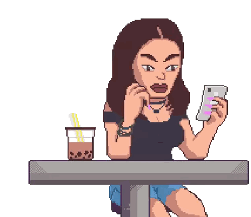 Pixel Art Girl Taking Selfie