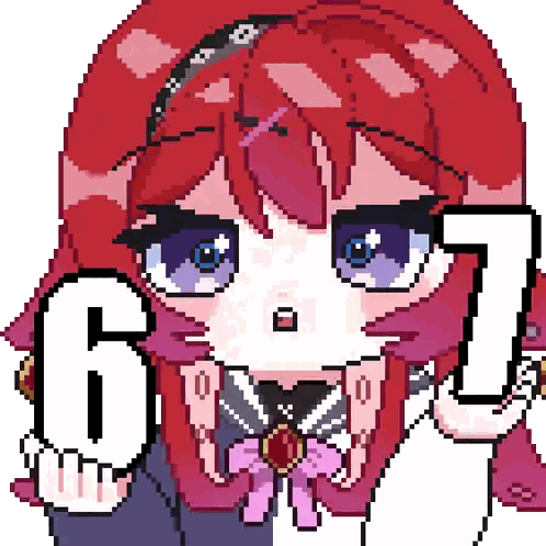 Pixel Art Girl with 6 and 7