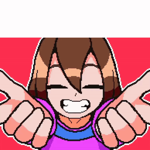 Pixel Art Girl With Arms Outstretched Smiling