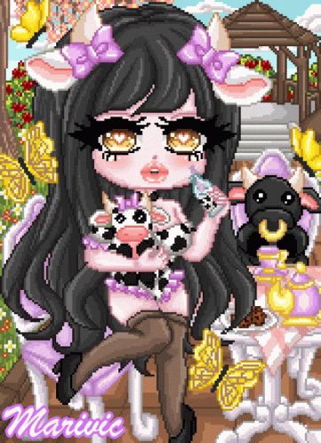 Pixel Art Girl With Cow Ears Marivic GIF