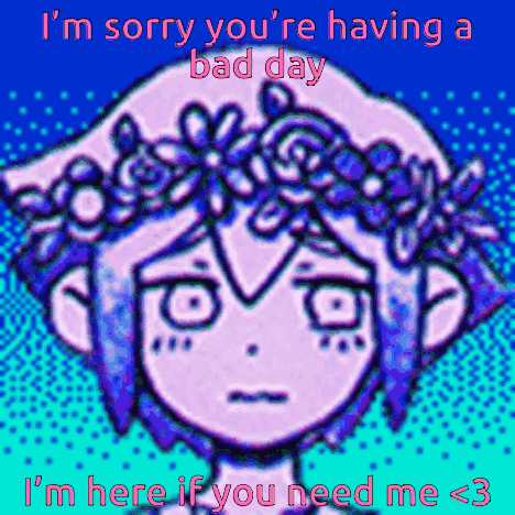 Pixel Art Girl With Flowers and Words I m Here If You Need Me