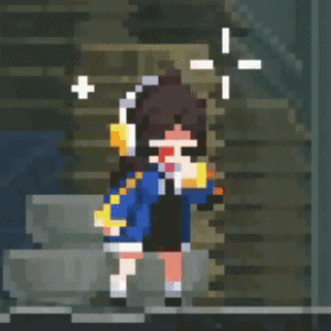 Pixel Art Girl With Headphones And Backpack GIF