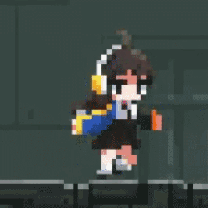 Pixel Art Girl With Headphones And Backpack GIF