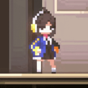 Pixel Art Girl With Headphones GIF