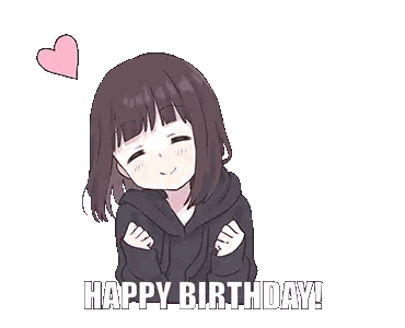Pixel Art Girl With Heart Happy Birthday