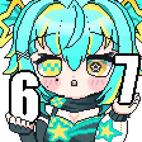 Pixel Art Girl with Number 6