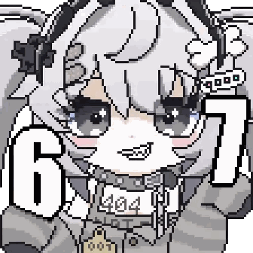 Pixel Art Girl with Number 6