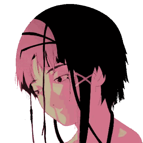Pixel Art Girl with Pink and Black Hair