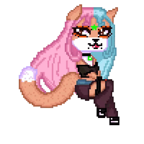 Pixel Art Girl with Pink and Blue Hair