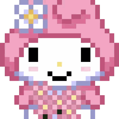 Pixel Art Girl with Pink Hair