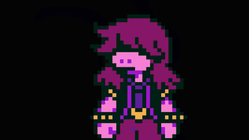 Pixel Art Girl With Pink Hair and Purple Eyes