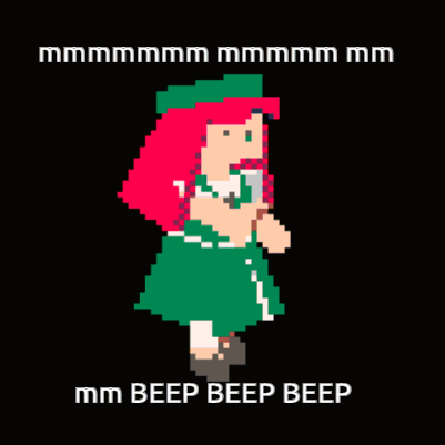 Pixel Art Girl With Pink Hair Saying Mm Beep Beep Beep GIF