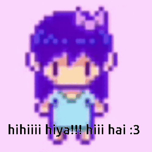 Pixel Art Girl with Purple Hair and Bow