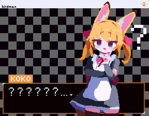 Pixel Art Girl With Question Mark Koko