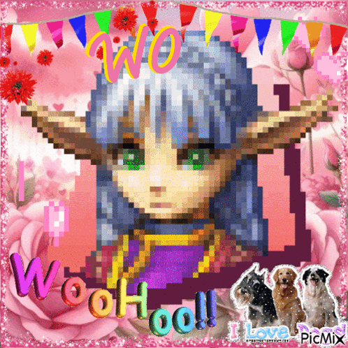 Pixel Art Girl Woo Hoo GIF
