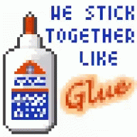 Pixel Art Glue Bottle and Words