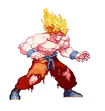Pixel Art Goku in Fighting Pose